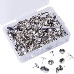 100 Pieces Weibo Tacks Packs Thumbtacks, Bulletin Board Tacks, Round Heads for Office, School, Home (Silver)