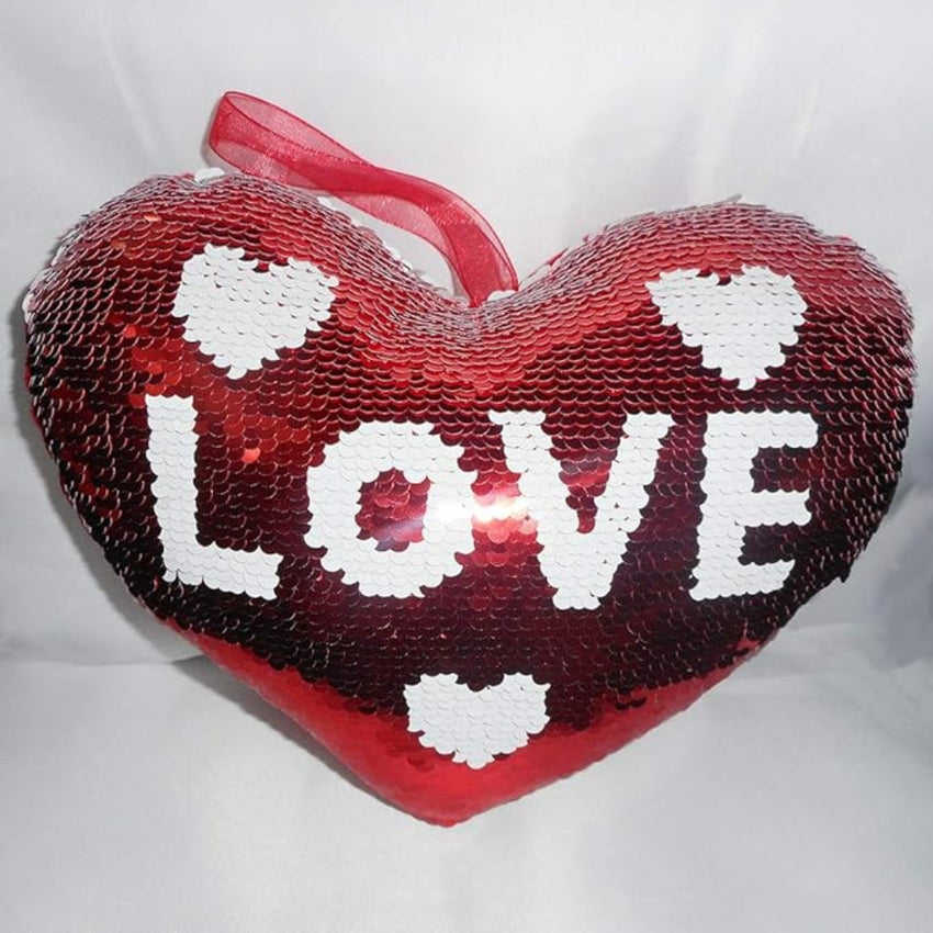 Sequin Heart "LOVE" Pillow