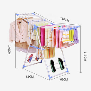 Drying Rack Folding Hanger, Floor Thickening Wing Type Multi-Function Laundry Drying Rack
