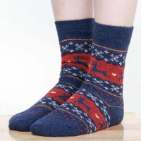 1 Pair Christmas Socks Snowflake Deer Cotton Wool Winter Warm Womens Gifts