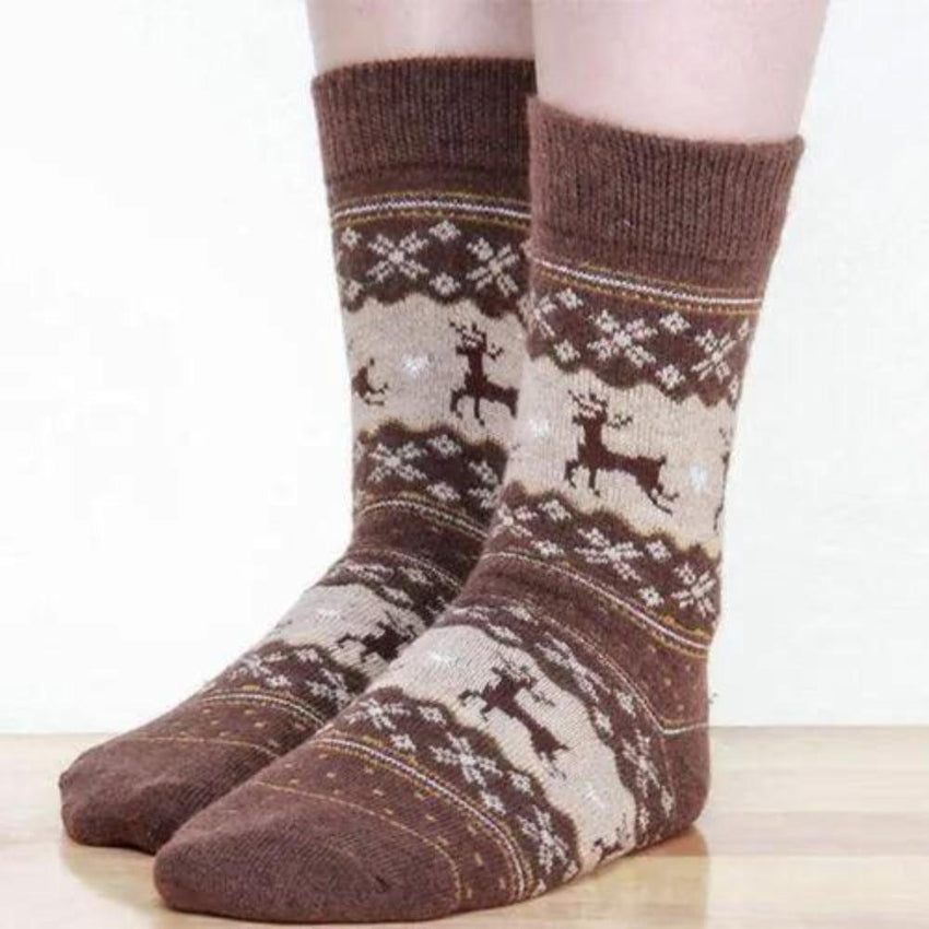 1 Pair Christmas Socks Snowflake Deer Cotton Wool Winter Warm Womens Gifts