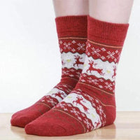 1 Pair Christmas Socks Snowflake Deer Cotton Wool Winter Warm Womens Gifts