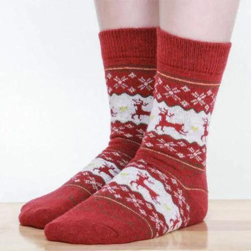 1 Pair Christmas Socks Snowflake Deer Cotton Wool Winter Warm Womens Gifts