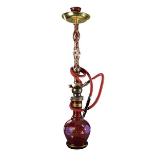 Hookah Complete Set, with Hand Drawn Glass Vase, Ceramic Bowl and Coal Tongs Ashtray, BPA Free, Enhance The Smoking Experience