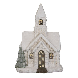 Snowy Light-Up Christmas Church Decoration