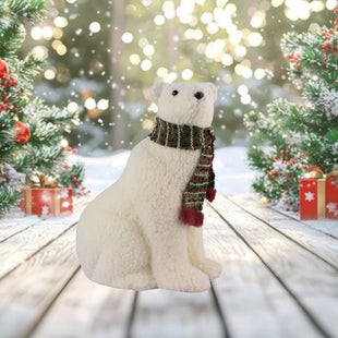 Soft Plush Polar Bear with Winter Scarf 40Cm