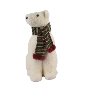 Soft Plush Polar Bear with Winter Scarf 40Cm