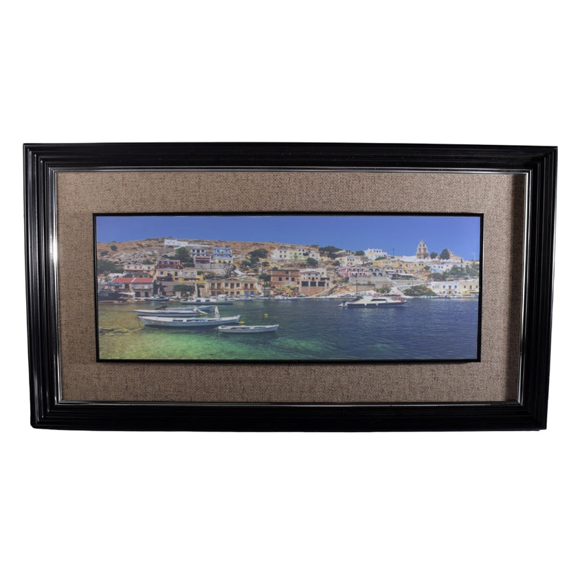 Skipvelo Canvas Wall Art Prints Evdilos town at Ikaria island Retro Frame Paintings Poster Home Decor Artwork Ready to Hang for Living Room Bedroom