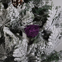Beaded Purple Plum Glittered Ball Finial  Glass Decorative Hanging Christmas Ornament 6PCS
