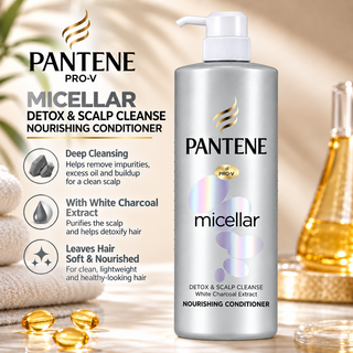 Pantene Pro-V Micellar Detox & Scalp Cleanse Nourishing Conditioner with White Charcoal Extract 530ml