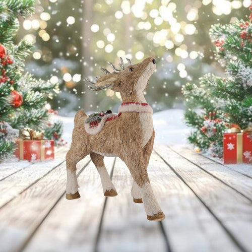 Rustic Christmas Reindeer Figurine 60Cm