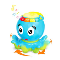 Cartoon Octopus Design Piano Hand Drum Keyboard Musical Instrument Simulated Telephone Flash Hand Drum Toys for Kids Baby