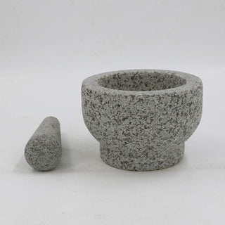 Natural Granite Mortar and Pestle Set, Rough Garlic Bowl for Grinding Garlic