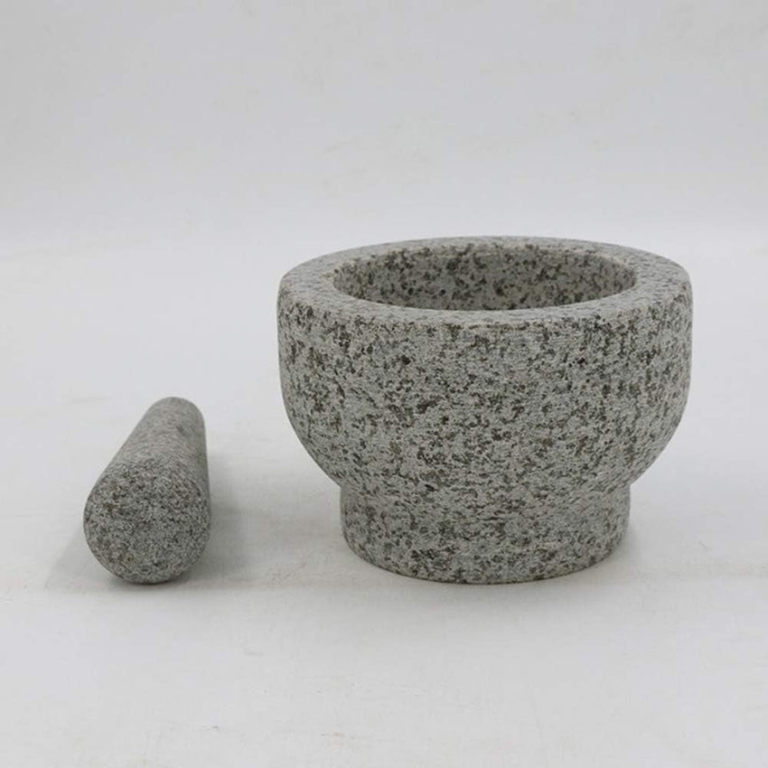 Natural Granite Mortar and Pestle Set, Rough Garlic Bowl for Grinding Garlic