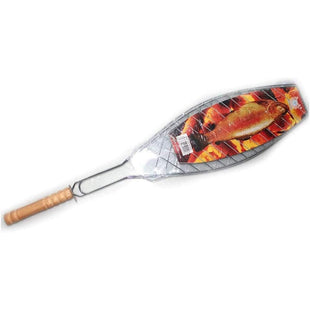 Stainless Steel Fish Carving Fillet Grill Fish Grill BBQ Basket Wood Handle Grill Clip BBQ Fillet Grilling Fish