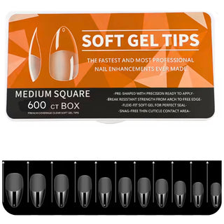 Trendy Look Soft Nails – Medium Coffin Shape | 600 Count Box | Sleek, Durable & Perfect for Stylish Nail Art