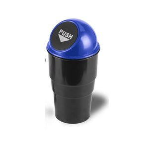 JUSTTOP Mini Car Trash Can, Small Automatic Portable Trash Can with Lid, for Car Home Office (Blue)