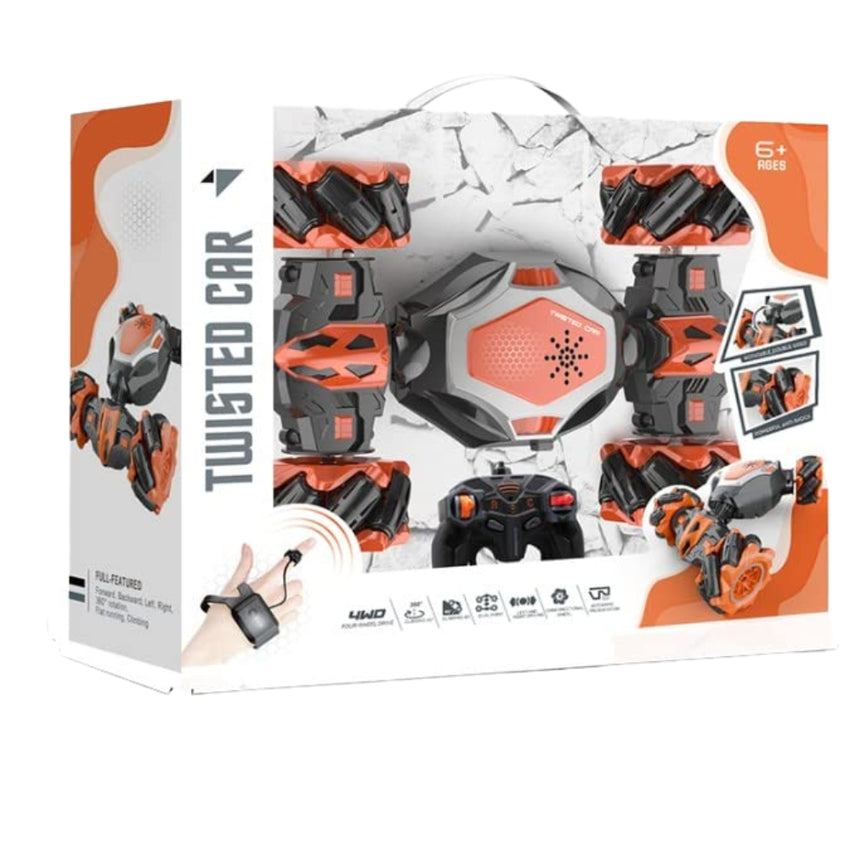 Remote Control Stunt Car,2.4GHz 4WD Remote Control Car, Deformable All-Terrain Off Road Car with 360° Flips and Double Sided Rotating, Watch Gesture Sensor Cool Toy Car