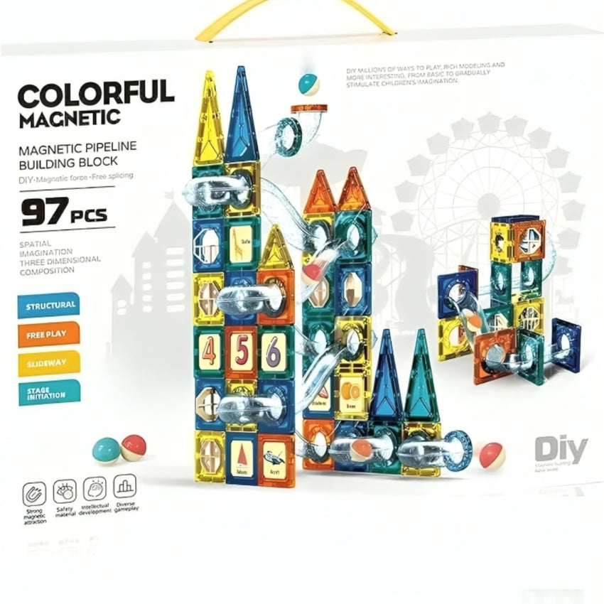 97 Piece Colorful Magnetic Pipeline Blocks
