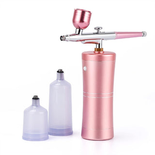 Cordless Airbrush Kit, Rechargeable Handheld Air Compressor Spray Gun Airbrush Kit for Nail Art, Cake, Make Up, Tattoo, Face Paint and Model Pink