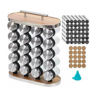 Spice Rack with 20 Empty Jars Spice Jars Rack Spice Jars Set Spice Rack Organizer Seasoning Rack for Kitchen Countertop Stainless Steel Spice Rack with Funnel and 200 Spice Labels