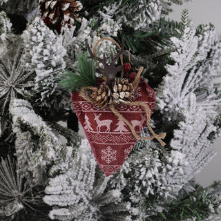 Christmas Tree Hanging Ornament with Reindeer and Pinecones