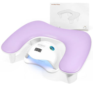 Arm Rest for Nails Tech, U Shaped Manicure Nail Arm Rest Pillow Cushion, PU Leather Nail Hand Rest Stand for Acrylic Nail Art Tech, Purple