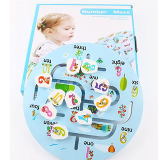 Wooden Number Maze with Sliders Preschool Educational Toy Learning Toys for 3 Year's