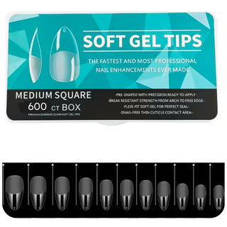 Trendy Look Soft Nails – Medium Coffin Shape | 600 Count Box | Sleek, Durable & Perfect for Stylish Nail Art
