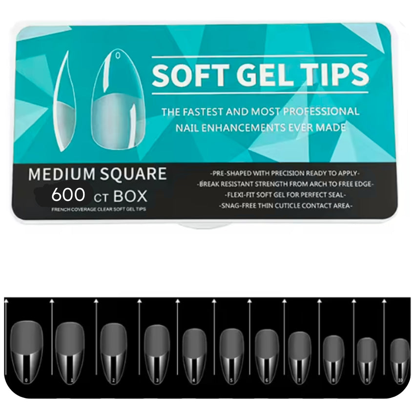Trendy Look Soft Nails – Medium Coffin Shape | 600 Count Box | Sleek, Durable & Perfect for Stylish Nail Art