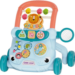 IoF Sit-to-Learn Foldable Baby Walker - Baby Walker with Learning Toys-Lion-Themed Blue