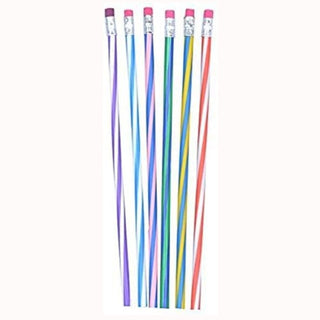 12 Pack Striped Magic Pencil,Flexible Bendy Soft Pencils with Eraser,Colorful Bendable Pencil for Students and Children