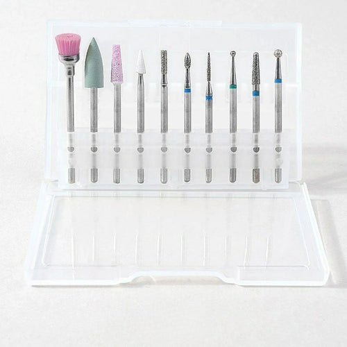 10pcs Nail Drill Bits Set 1/9" Shank Tungsten Carbide Cuticle Polishing Nail Bit for Removing Acrylic Gel Nails Cuticle