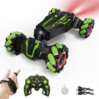 LOOZIX Upgraded Hand Gesture Sensing RC Stunt Car with Lights Music, Spray Fog Gesture RC Car Remote Controll Transformed Car 360° Spins All Terrains Monster Truck for Boys