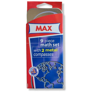 MAX 9 Pieces Math Set With 2 metal Compasses-School Supplies-