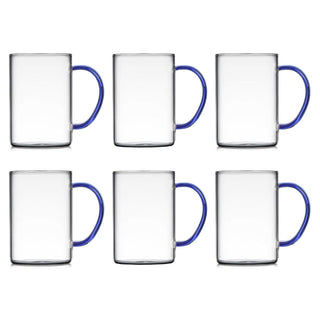 Pyrex Clear Glass Water Cup, Heat Resistant Tea, Coffee, Cappuccino Mug for Hot and Cold Drinks - Multicolor