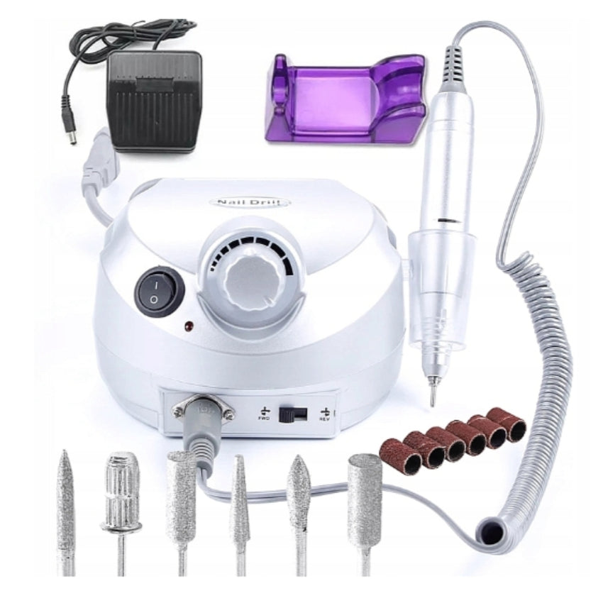 Nail File 30000RPM Electric Nail File Machine with Pedal and 6 Nail Sanders for Manicure at Salon and Home