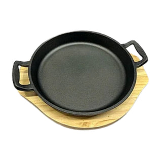 Oval Sizzling Plate with Wood Holder 20 Cm