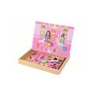 set of educational magnetic puzzles with a Barbie motif