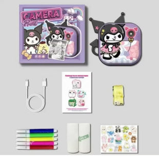 Kids Camera Instant Print With Mini Carton Camera 2.4 Inch IPS 180° Flip Screen Photography Camera for Girls