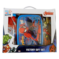 ThemeHouseParty® Marvel Avenger Spider Man Cartoon Character Printed Victory Gift Set -3 in 1 Set of- Lunch Box, Pencil Box and Bottle for Kids rakshabandhan Gift Rakhi Gift