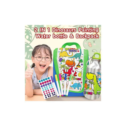 2 in 1 DIY Dinosaur Doodle Painting Toys with 500ML Water Bottles Sets Painting Water Bottle Toys for Gift Game