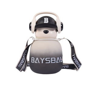 Baysball Bear-Themed Kids Water Bottle with Stra