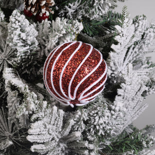 Red And White Swirl Bauble 2PCS