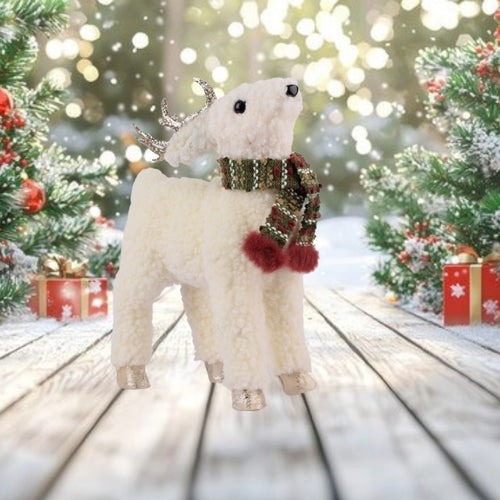 Christmas Decorative Figures for Green Scarf Deer 35Cm