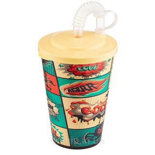 Plastic with straw and lid AKAY Plastik, 5.5x12 cm