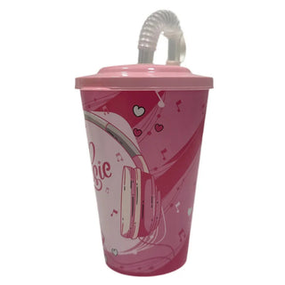Glass with straw and lid AKAY Plastik, 5.5x12 cm