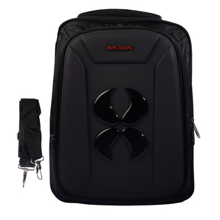 MING SHANG Black Hard-Shell Backpack with Detachable Strap