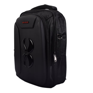 MING SHANG Black Hard-Shell Backpack with Detachable Strap