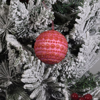 Ruby Radiance – Handcrafted Red Beaded Christmas Ornament 4PCS